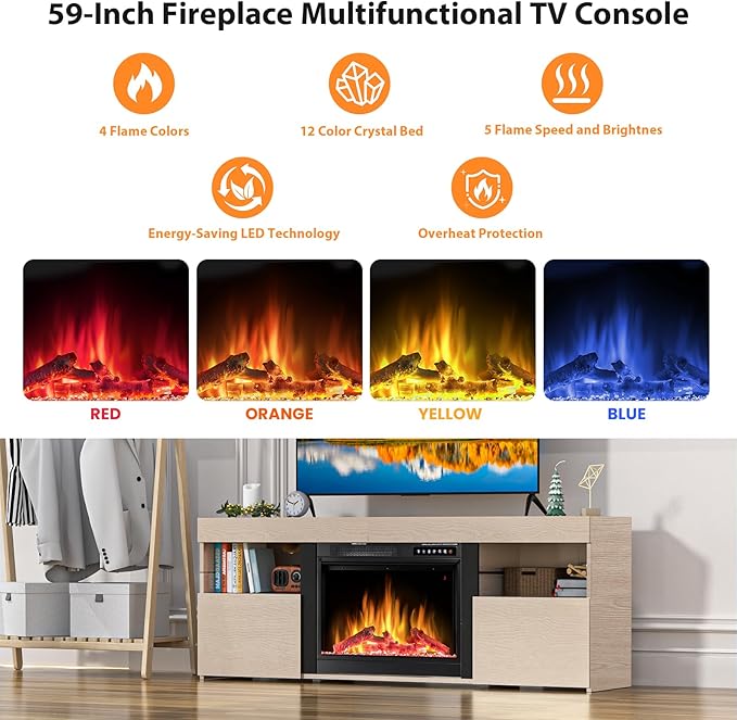 59" Electric Fireplace TV Stand - Image 2