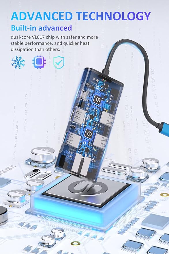 UtechSmart USB C Hub, Ethernet Multiport Adapter 6 in 1 USB C to HDMI Dock - Image 5