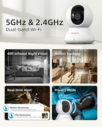 blurams Indoor Security Camera, 5GHz/2.4GHz Dual-Band, 2K PZT Pet Camera - Image 2