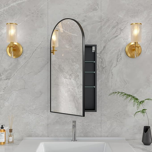 16 x 32 Black Bathroom Medicine Cabinet by FunFurnitureFollowLife