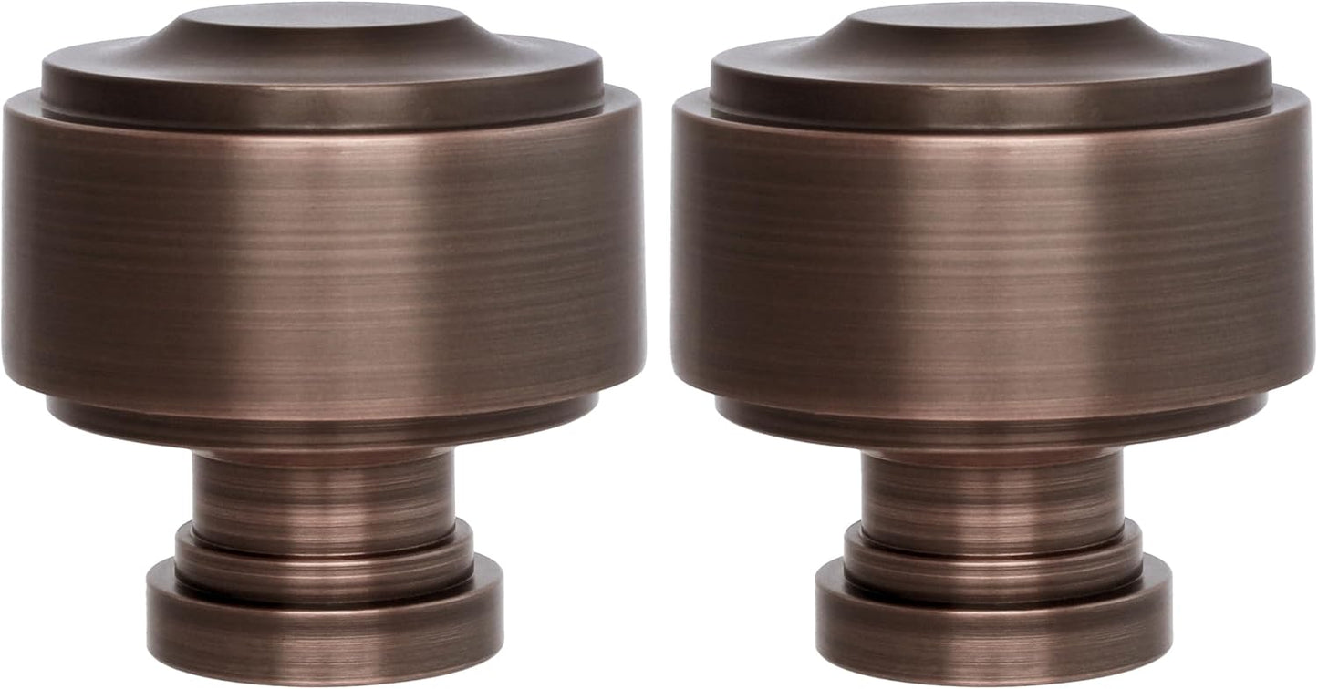 BLASTHOME® Luxury Layers Knob Finials – Fits Only Signature Collection Curtain Rods (Rod Not Included) - Premium Quality, Heavy Metal – Set of Two – Oil Rubbed Bronze