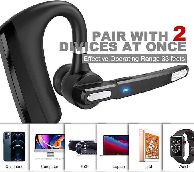 MQQC Bluetooth Headset V5.0, Wireless Bluetooth Earpiece 24Hrs HD Calling - Image 5