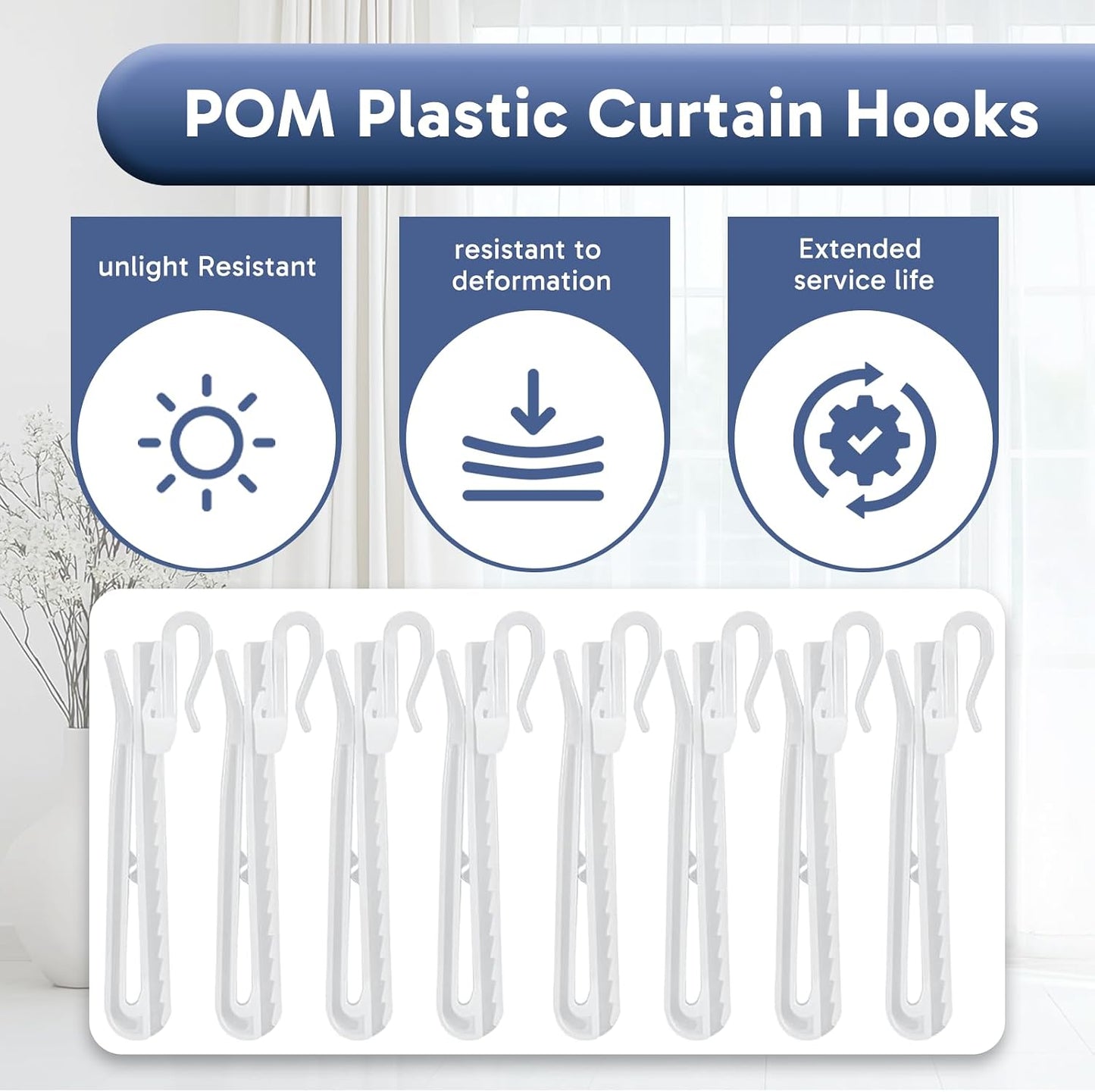 80 Pieces Pinch Pleat Curtain Hooks, 85mm Adjustable Curtain Hooks with Measuring Tape, Height Adjustment Hooks for Pleated Curtain Hook Slots