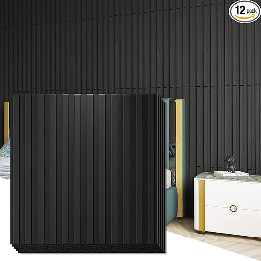Art3d Slat Wall Panel, 3D Fluted Textured Panel 12-Tile 19.7 x 19.7in. by Art3d