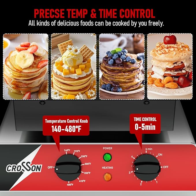 CROSSON Mini Pancake Maker, Non-stick Stainless Steel Poffertjes Grill - Image 4