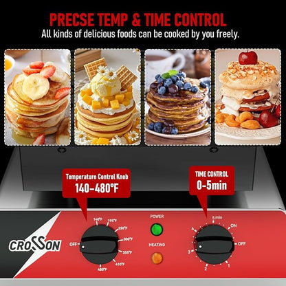 CROSSON Mini Pancake Maker, Non-stick Stainless Steel Poffertjes Grill - Image 4