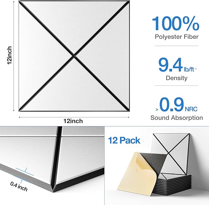 Sonicism 12 Pack X-Lined Acoustic Panels - Image 5
