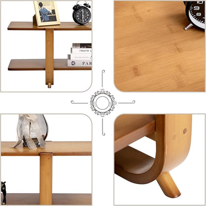HollyHOME Bamboo TV Stand with Storage - Image 5