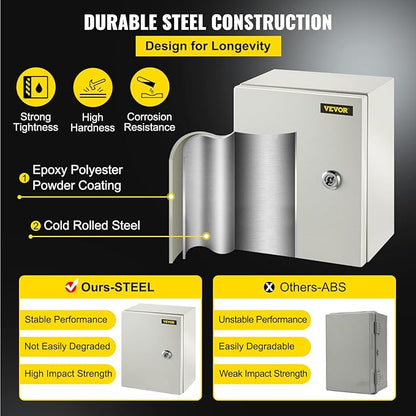 VEVOR NEMA Steel Enclosure, IP66 Waterproof & Dustproof, Outdoor/Indoor - Image 3