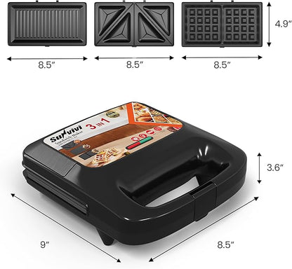 Sunvivi 3 in 1 Electric Sandwich Maker: Panini Press Grill and Waffle Iron Set - Image 5