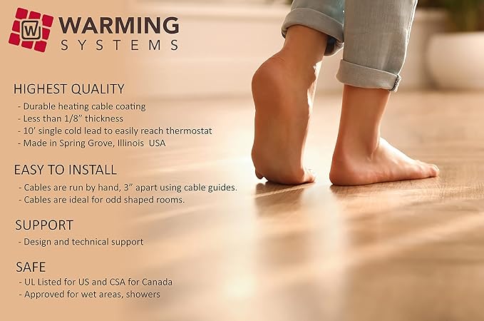 20 Sqft Warming Systems 120 V Electric Tile Radiant Floor Heating Cable - Image 3