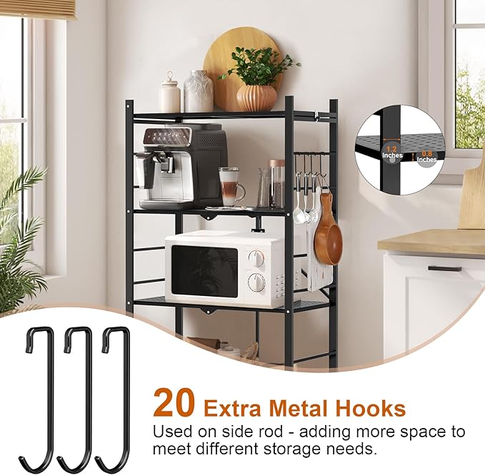 Himix Storage Shelves with 20 Hooks, 4-Tier Foldable Shelves - Image 6