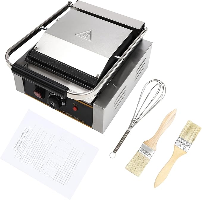Commercial Electric Sandwich Panini Press Grill, 110V 1800W Up Grooved and Down - Image 6