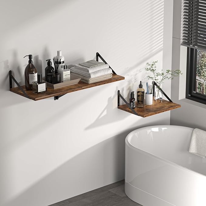 Heimlove Deep Floating Shelves for Wall, 16W x 12D Wood Wall Shelves Set of 2 - Image 6