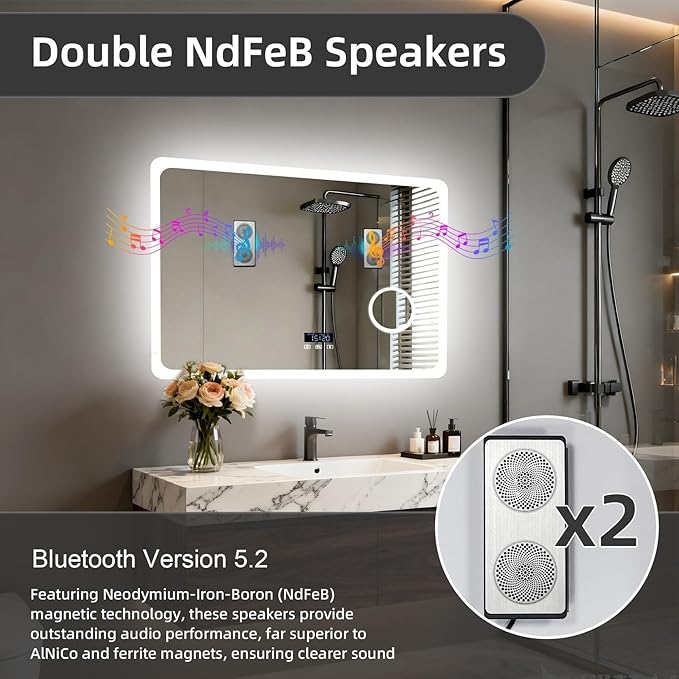LUVODI LED Bathroom Mirror Rectangle: 32x24 inch Lighted Makeup Vanity - Image 4