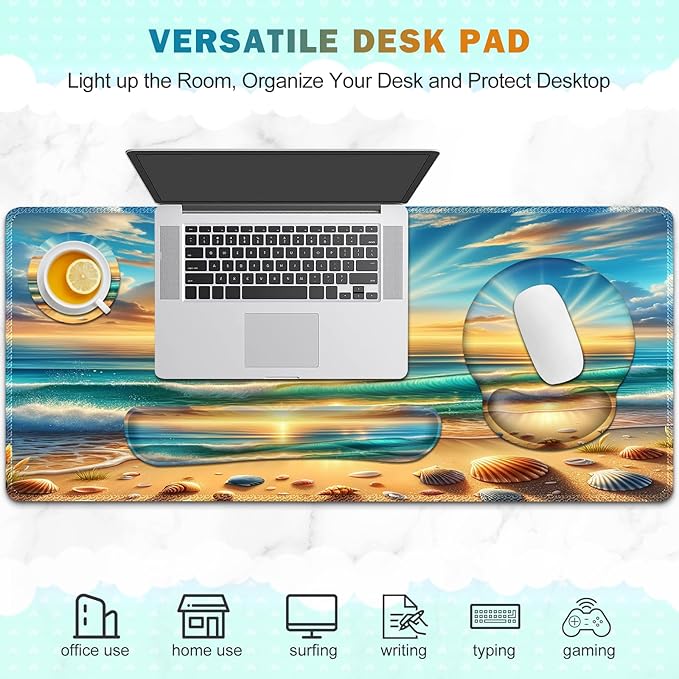 Gaming Mouse Pad, Large Desk Mat, Cute Desk Pad Protector, 4in1 XXL Mousepad + - Image 8