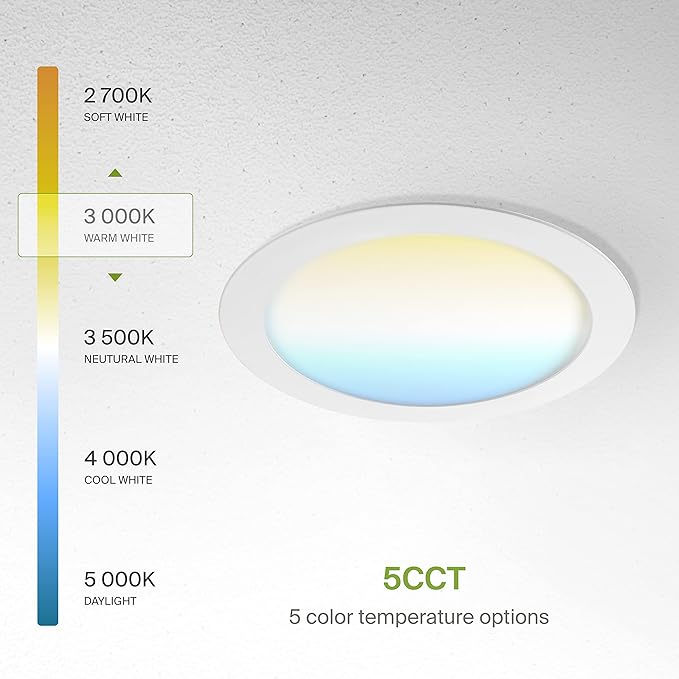 ASD 1 Pack 8 Inch LED Recessed Light 20W, 5 CCT 2700K-5000K CRI90+, IC Rated - Image 6