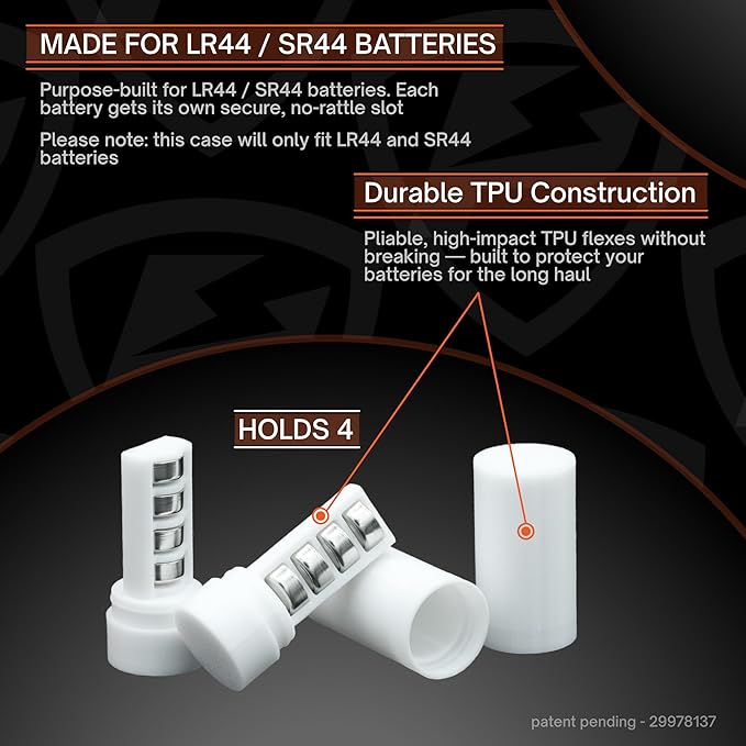 Slimline LR44 / SR44 Battery Case, Compact Durable TPU Organizer - Image 2