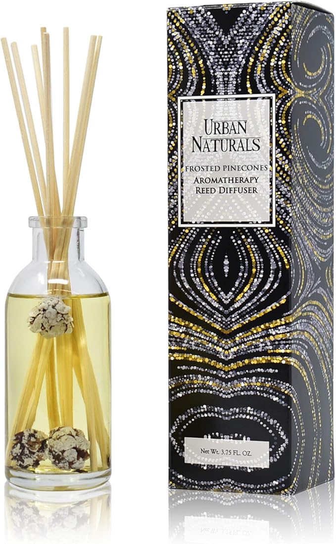 Urban Naturals Frosted Pinecones Holiday Scented Reed Diffuser Oil Gift Set | by UrbanNaturals