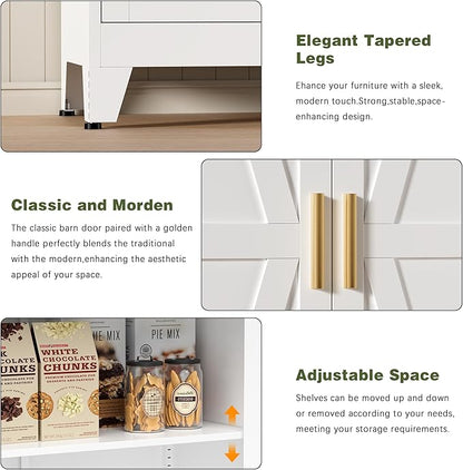 COFaR White Farmhouse Storage Kitchen Pantry Cabinet - Image 4