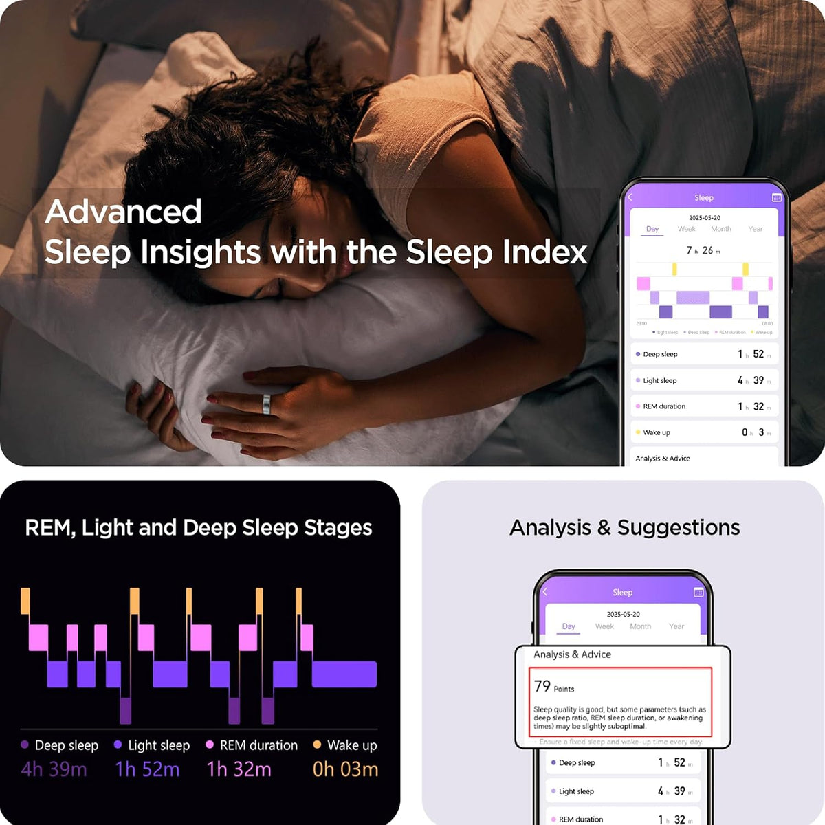 BENIO Gen2 Smart Ring for Women Men Sleep Health Fitness Tracker