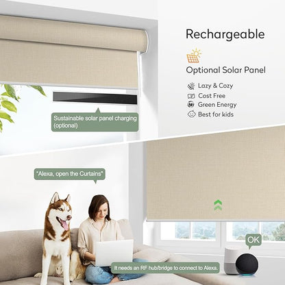 ZSHINE Motorized Blackout Roller Blinds Customize Width Remote Control Wireless - Image 4