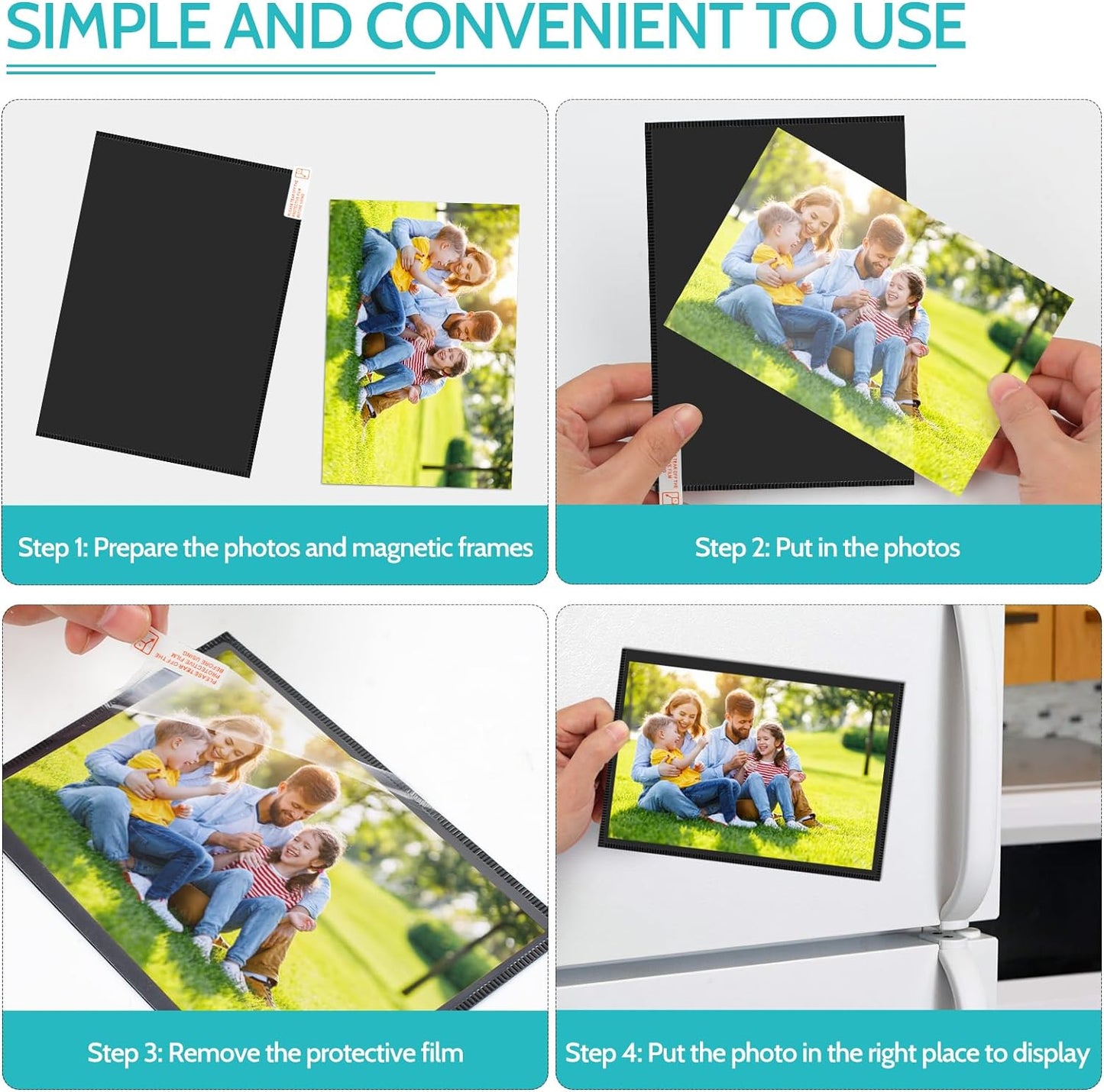 12 Pack Magnetic Picture Frame, Magnetic Frame with Black Border, Magnetic Photo Frames for Refrigerator 4x6” Reusable, Refrigerator Magnets for Pictures Perfect Display Frame