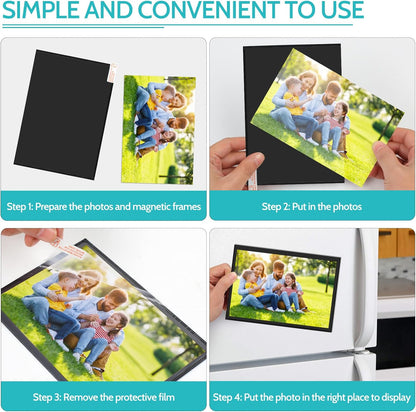 12 Pack Magnetic Picture Frame, Magnetic Frame with Black Border, Magnetic Photo Frames for Refrigerator 4x6” Reusable, Refrigerator Magnets for Pictures Perfect Display Frame