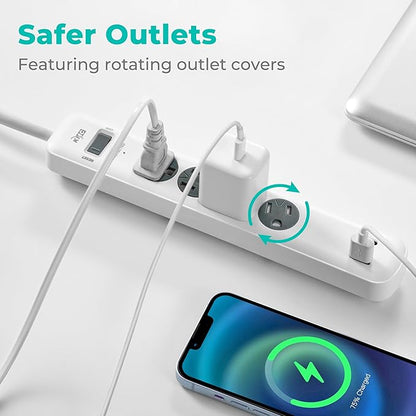 KMC 4-Outlet Surge Protector Power Strip, 1 USB-A & 1 USB-C Port, Power Strip - Image 4
