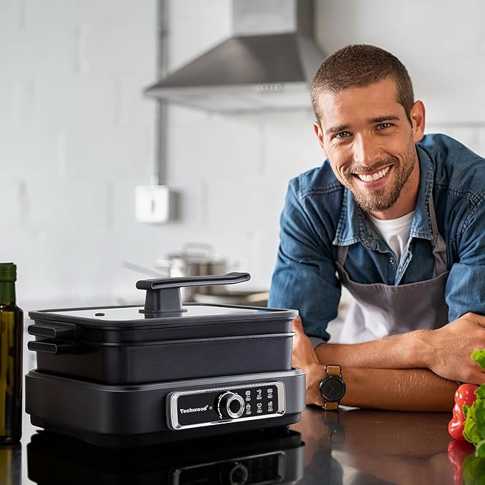 Electric Skillet, Techwood 7.5-Quart 2-in-1 Versatile Multi-Cooker - Image 8