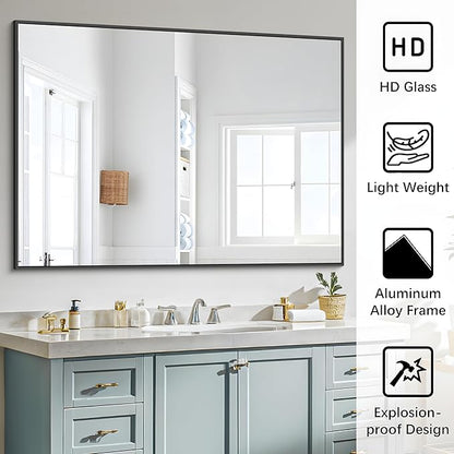 Black Bathroom Mirror, Modern Vanity Wall Mirror - Image 4