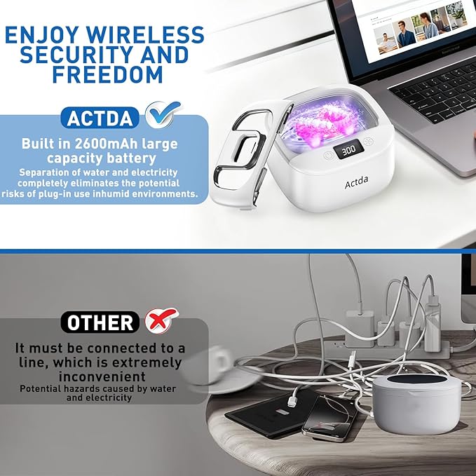 Wireless Ultrasonic Retainer Cleaner, Sonic Dental Cleaning Machine, Dental - Image 6