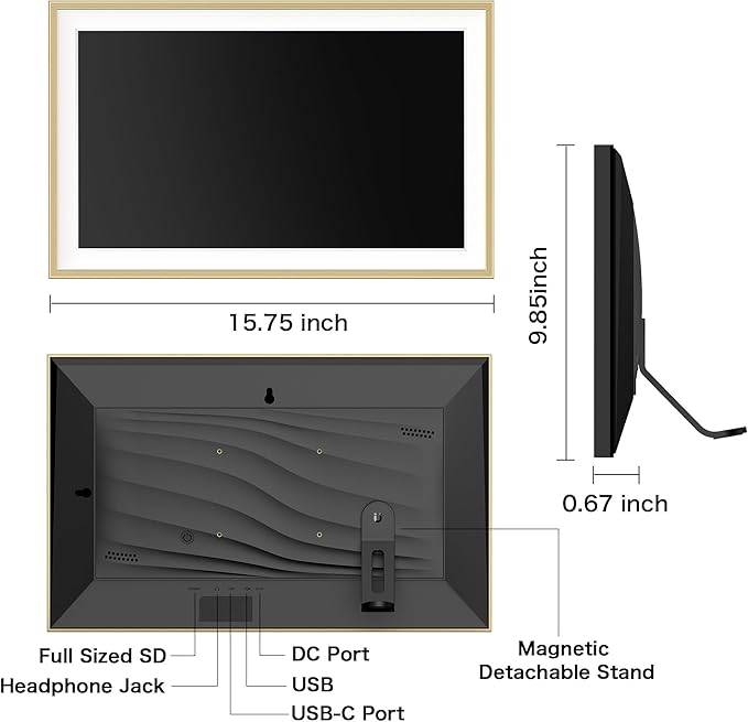 Digital Picture Frame, 15.6 inch Large Digital Photo Frame WiFi, 32GB Capacity - Image 5