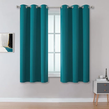DUALIFE 2 Panel Teal Blackout Curtains by DUALIFE