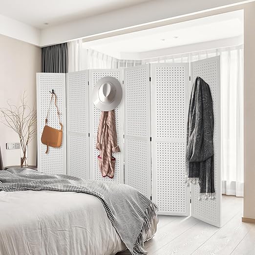 Babion 6 Panel Pegboard Display, Freestanding Folding Privacy Screens - Image 4