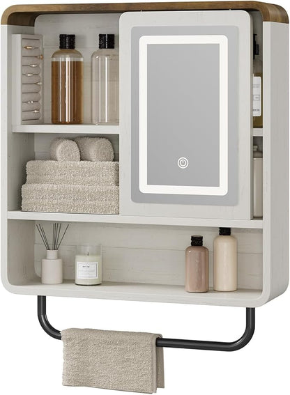 QUW Bathroom Wall Cabinet with Sliding Mirror Door, Modern Medicine Cabinet by QUW