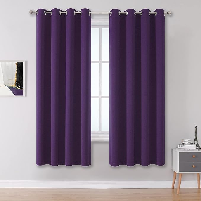 DUALIFE Dark Purple Room Darkening Window Curtain Panels by DUALIFE