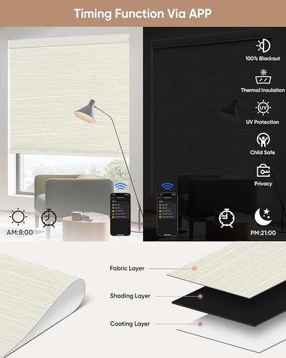 Kincmo Motorized Blinds with Remote, 100% Blackout Motorized Roller Shades Work - Image 4