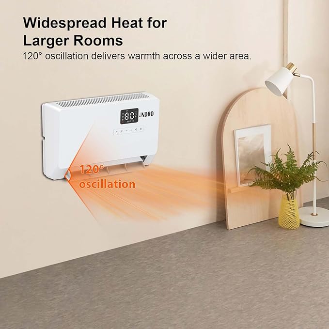 Wall-Mounted Space Heater with ECO Thermostat and Remote Control, LED Display - Image 5
