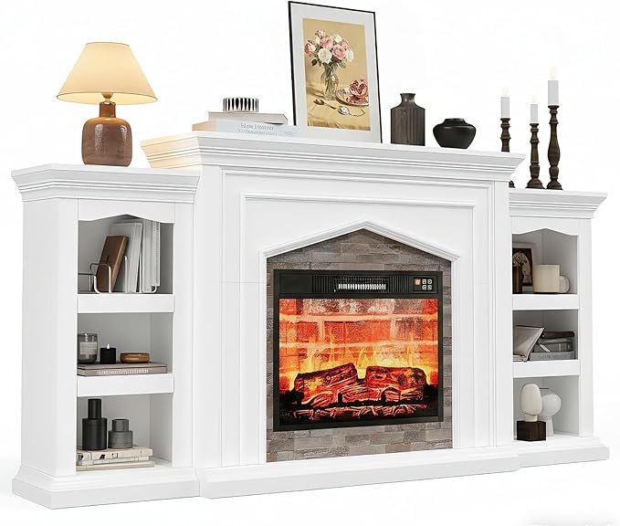 LGHM 80" Fireplace TV Stand for TVs Up to 90 Inch, Electric Fireplace by WelcometoLGHMHome