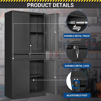71" Metal Cabinet-Black Heavy Duty Storage File Cabinet Steel Tool Cabinets - Image 7
