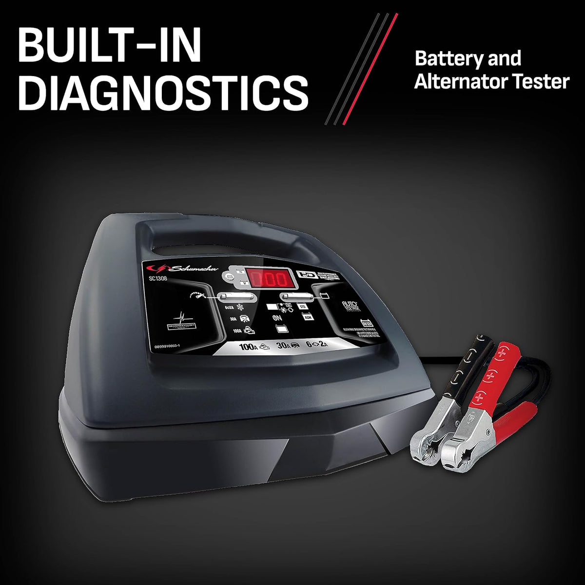 schumacher electric 6a car battery charger & maintainer showing dimensions