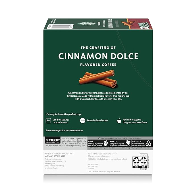 Starbucks K-Cup Coffee Pods, Flavored Hot or Iced Coffee, Cinnamon Dolce - Image 8