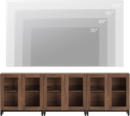WAMPAT Modern TV Stand with Glass Doors - Image 4
