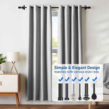 TOKPLNU Curtain Rod Bracket, Heavy Duty Curtain Rod Holders, Black Rod Hooks Hangers Drapery Single Decorative Rods Wall Brackets for 1 Inch Drape Poles, 4 Pack
