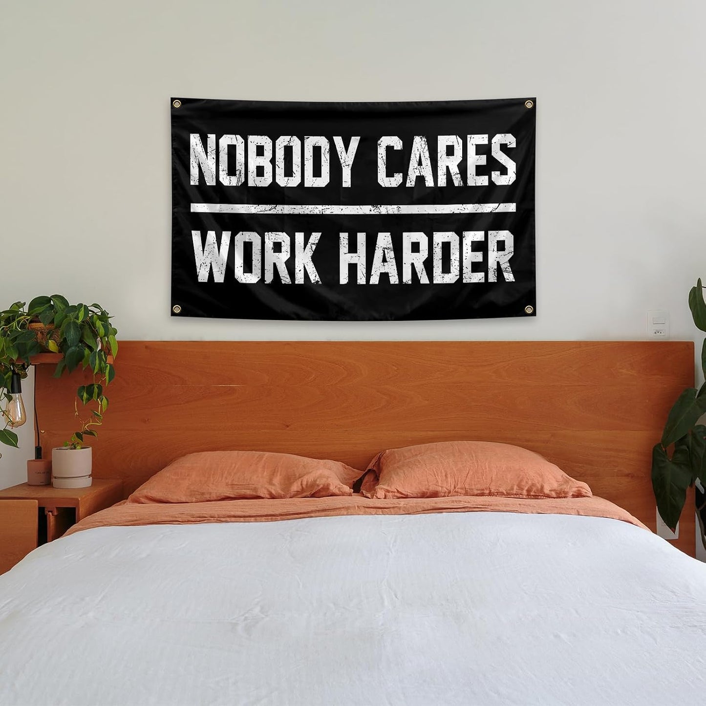 Nobody Cares Work Harder Flag 3x5 Feet with 4 Brass Washers Suitable for College Dorm Man Cave Gym Office Bedroom Living Room Banner Tapestry Wall Decor. (Nobody Cares Work Harder Flag)