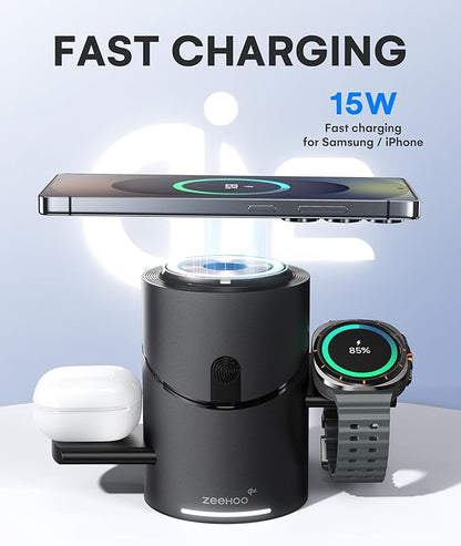 ZEEHOO 3 in 1 Charging Station for Samsung, Wireless Charger Stand, Qi2 15W - Image 2