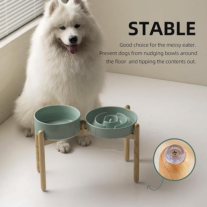 3.2 Cup Ceramic Raised Slow Feeder Dog Bowl Set, Elevated 8.2inch Bowl and - Image 6
