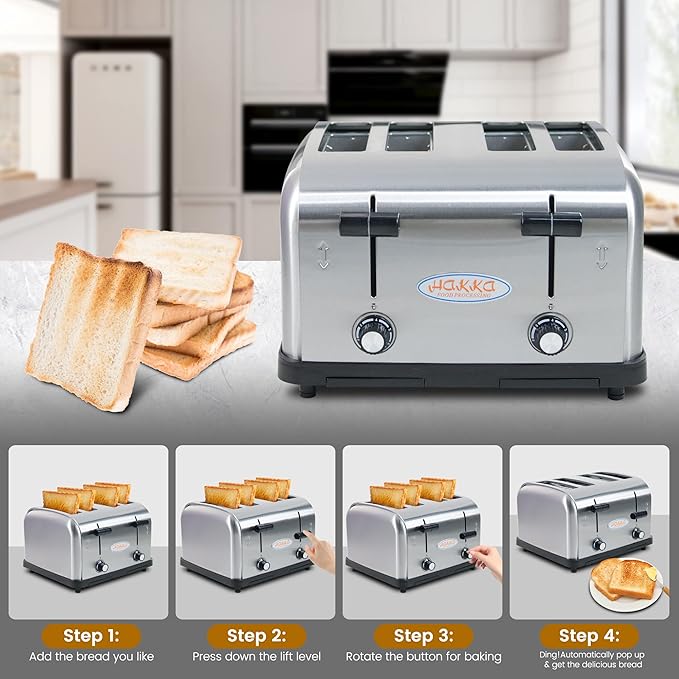 Hakka Toaster 4 Slice, Heavy-Duty Stainless Steel Toasters Commercial Toaster - Image 7