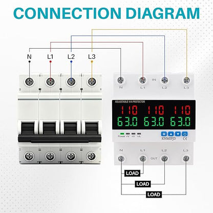 KNMIPJD Over Under Voltage Protection Device, 110V 63A Adjustable Circuit - Image 6